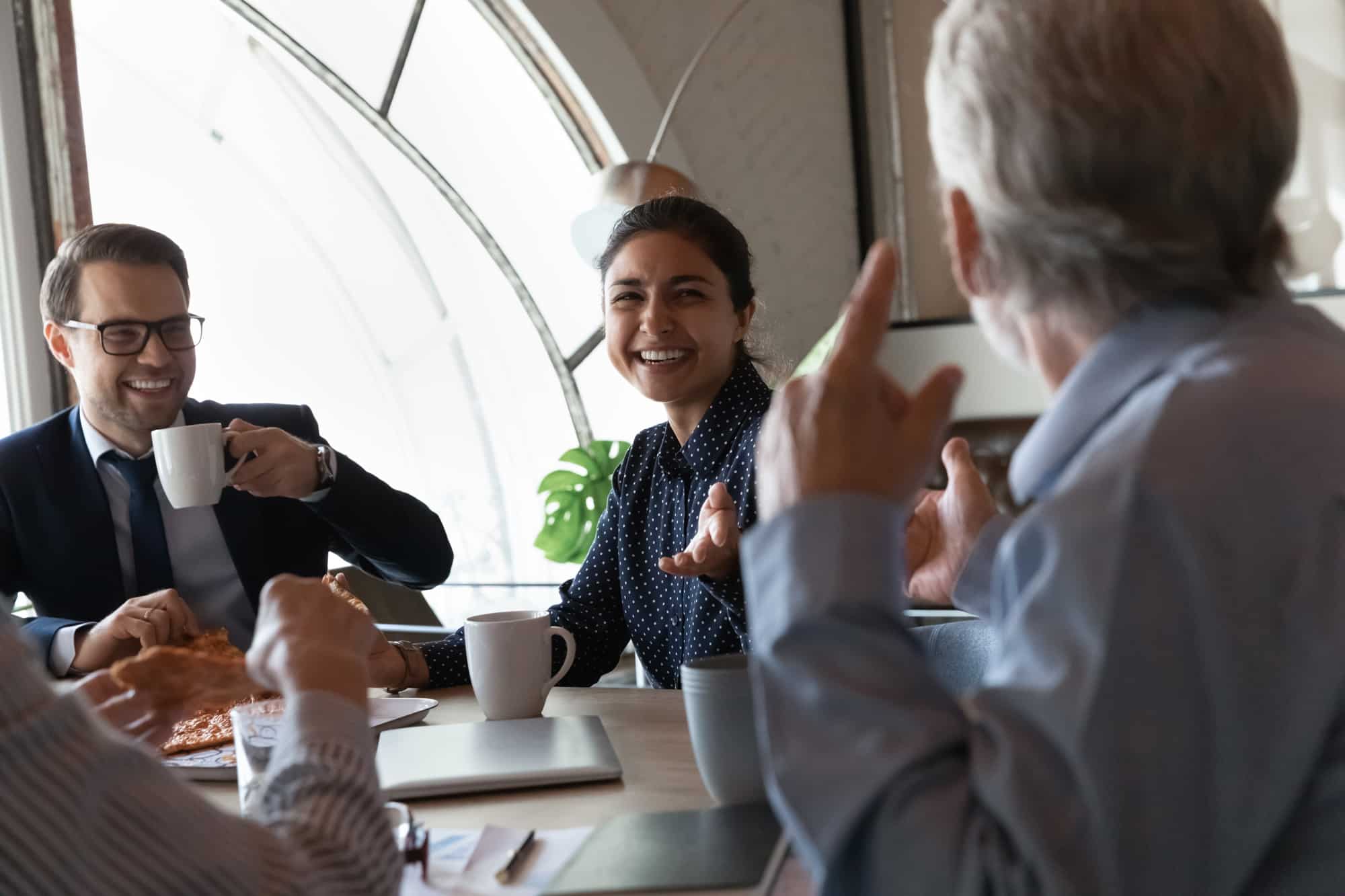 Coffee meeting around table